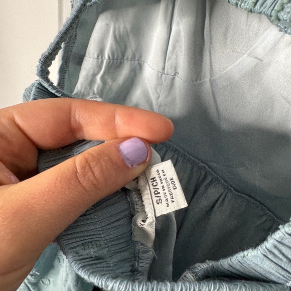 American eagle blue corset maxi dress w front slit and strappy back - Picture 5 of 6